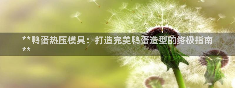emc易倍app官网下载：**鸭蛋热压模具：打造完美鸭蛋